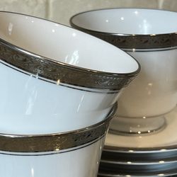 Noritake Crestwood Platinum Fine China - 5 Place Settings - Elegant Wedding Set