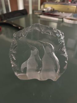 Antique carved crystal penguin