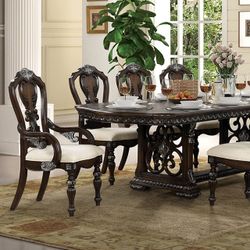 Elegant Dining Table Set W/ 8 Chairs
