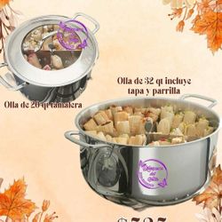 Juego Olla De 20 Qt Y Olla 32 Qt Tamaleras 