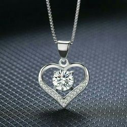 925 Sterling Silver 18" Love Heart Pendant Necklace