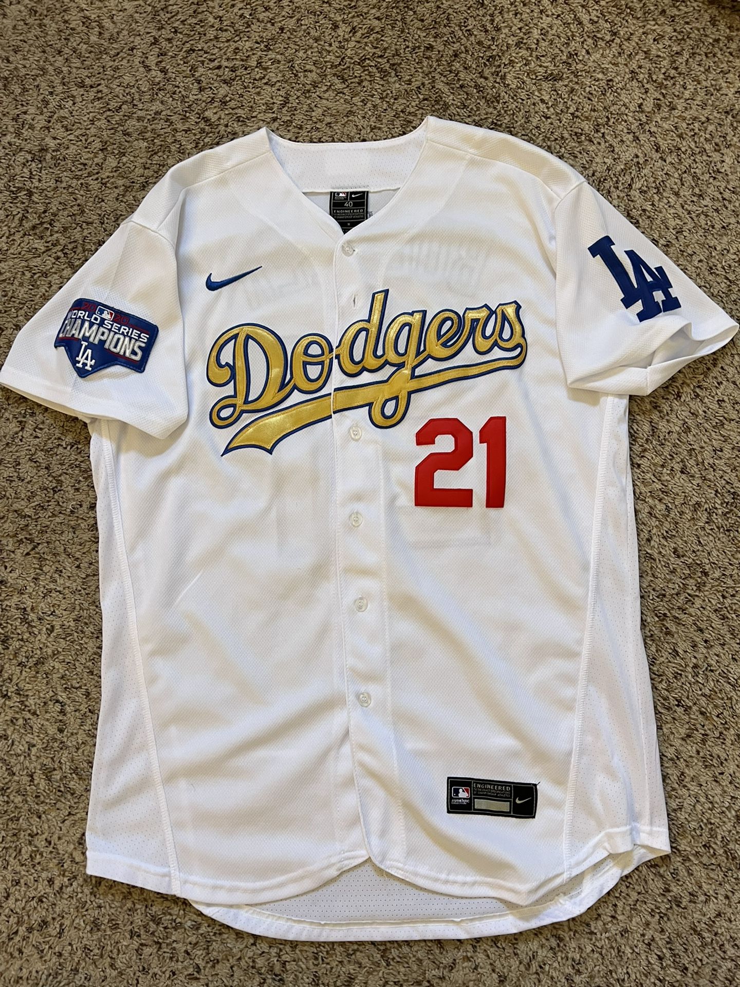 2020 World Series Dodgers Buehler Gold Jersey