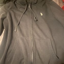 U.S Polo Assn men's black full-zip fleece hoodie