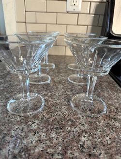 Vintage Italian Fidenza Vetraria Sorrento Crystal Martini Champagne Glasses Set of 6