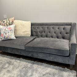 TUFTED GREY COUCH