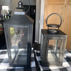 Two Metal Lantern/candle Holders 