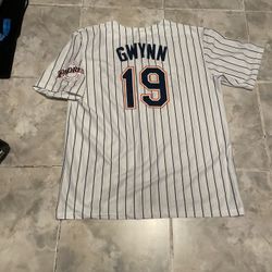 Padres San Diego Tony Gwynn 19 Pinstriped SGA Adult Jersey SZ X-Large