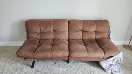 Brown Tufted Futon Sofa Sleeper