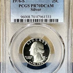 1976-S Washington Silver Quarter PCGS PR70DCAM - Top Pop!