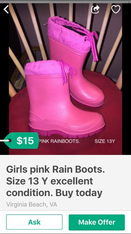 Girls PINK Rain Boots