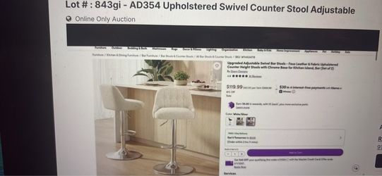 New Upholstered Swivel Counter Stools Adjustable (AD354-UH)