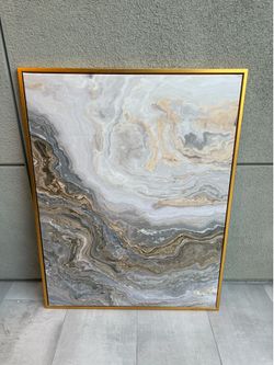 Abstract Marble Canvas Wall Art Gold Frame