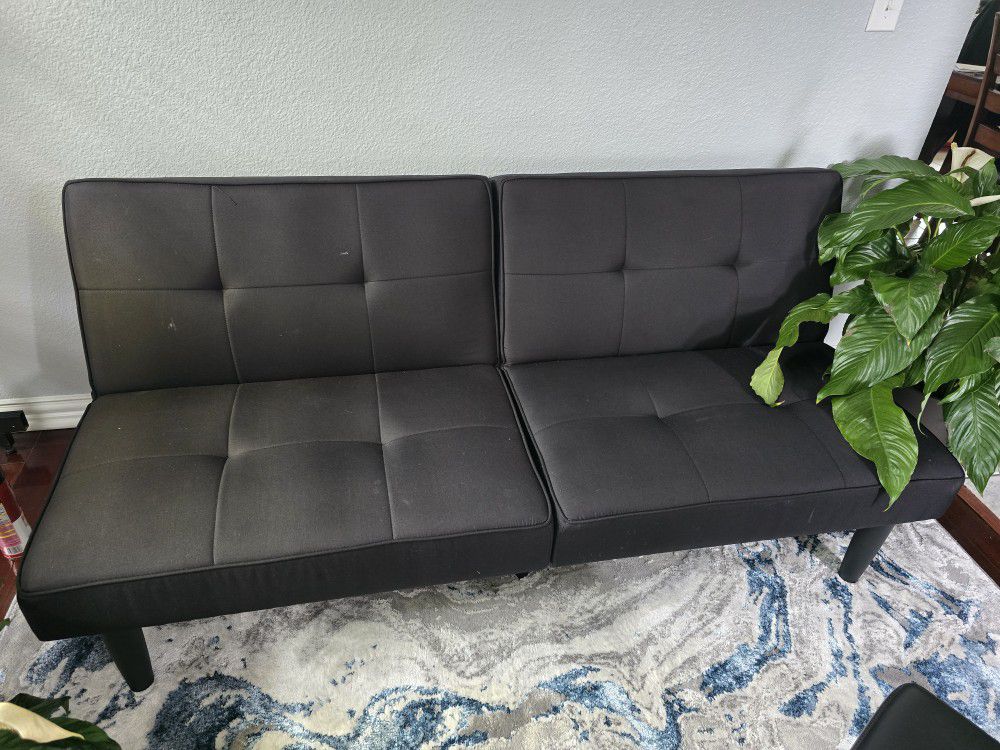 Black Sofa Futon Adjustable Couch
