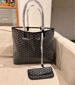 Large Black womens tote bag with small pouch