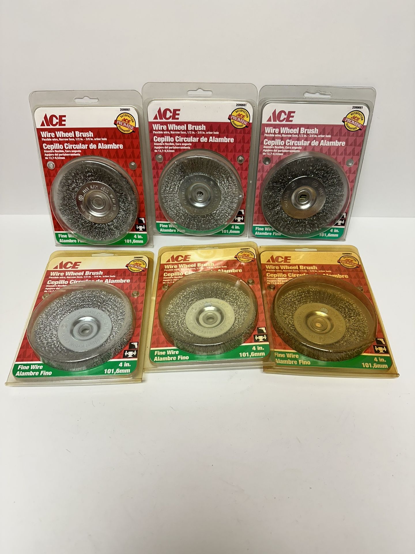 Lot of 6 Ace Wire Wheel Brush 4in Fine Wire