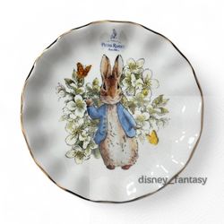 Beatrix Potter Peter Rabbit 8" Salad/Dessert Plate Gold Rim/Scalloped Edge New
