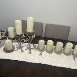 Butterfly Set silver And Gold With Candles 