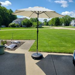 8ft Patio Umbrella With Stand (2 Available)