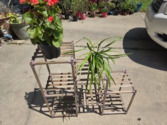 Vintage Wood Tiered Plant Stand