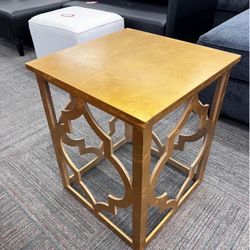 Gold Leaf Wood End Table, Gold, New