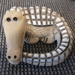 Vintage Artesania Rinconada Ceramic Alligator Figurine Uruguay Signed