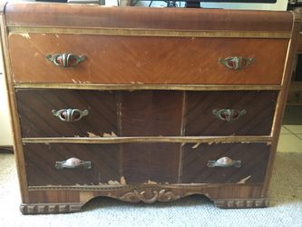 Antique all wood dresser with mirror
