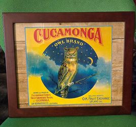 Vintage Cucamonga Box Fruit Lable Framed