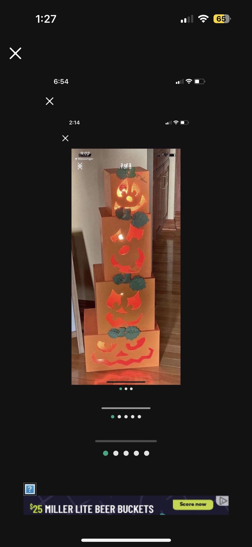 Stacked Lighted Pumpkins Decor