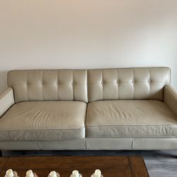 Mason Leather White 89” Living Spaces Sofa