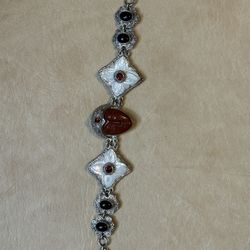 Sajen Sterling Silver Jasper MOP Gemstones Bracelet