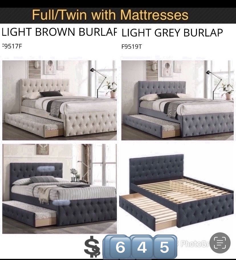 Trundle New Beds Full/Twin with both Mattresses Sale...