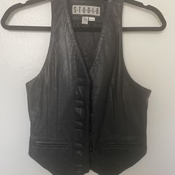 Black Vintage Leather Vest