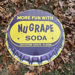 Vintage Nu Grape Porcelain Sign Nice 