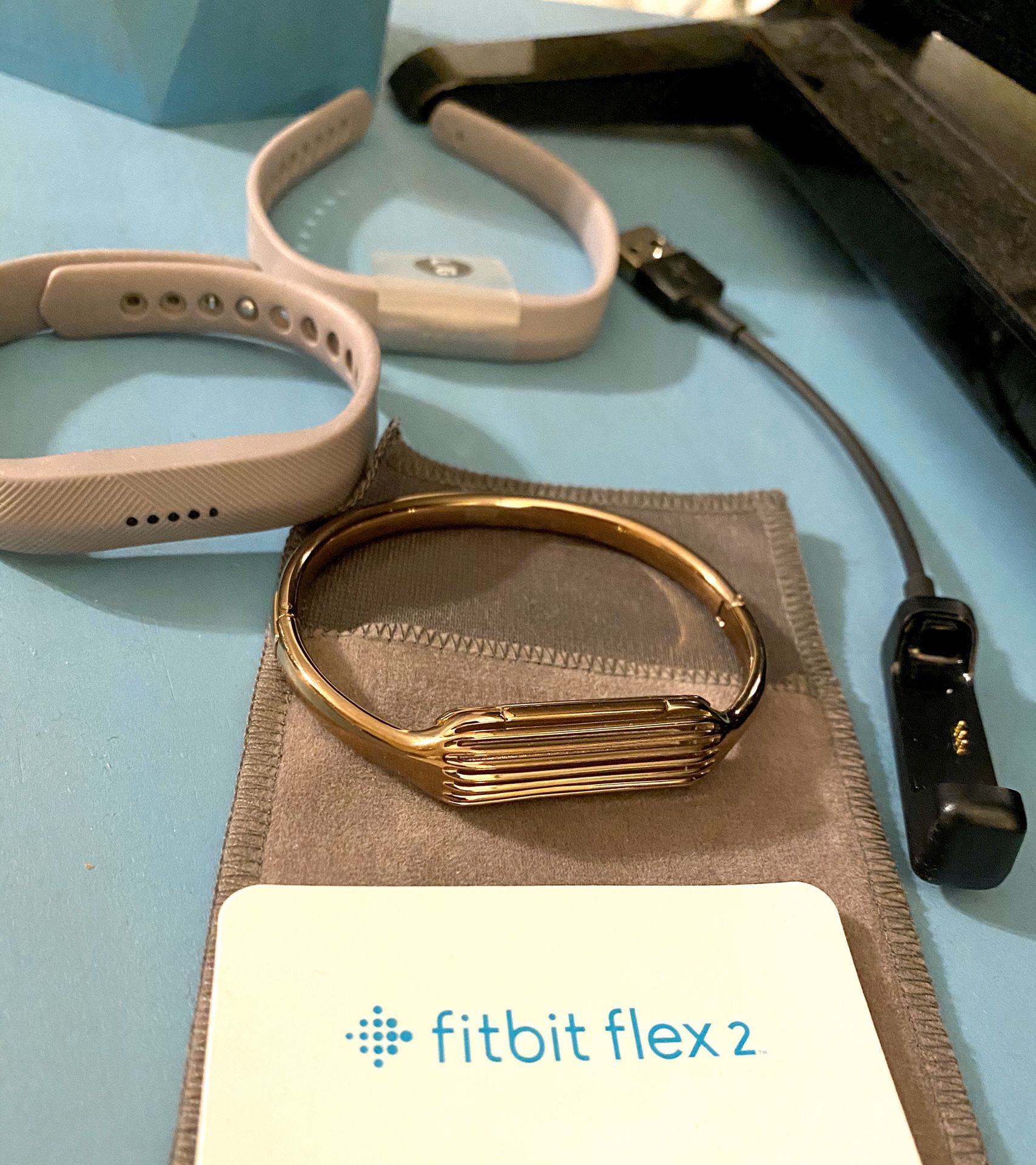 Fitbit Flex 2 and Gold Bangle