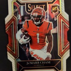 2022 select jamarr chase white die cut prizm numbered /99 bengals rookie
