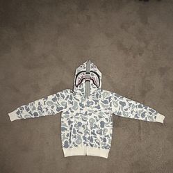 White and grey Bape hoodie shark