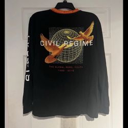 Civil Regime Men’s Rare Black Graphic CV 19 Long Sleeve T Shirt Size S
