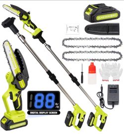 2-In-1 Cordless Pole Chainsaw, 6 Inch Handheld Electric Chainsaw