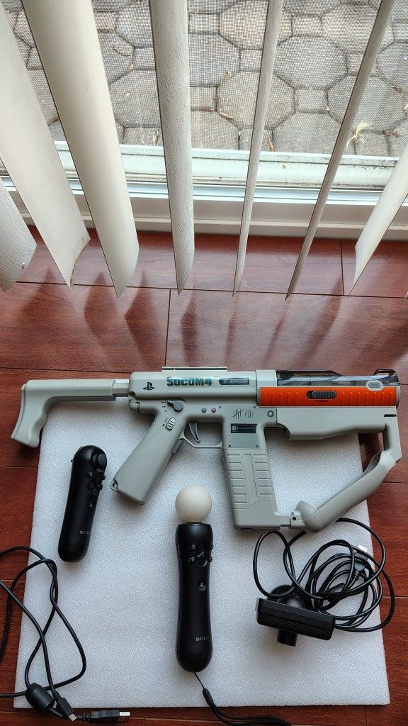 Complete PlayStation Move Sharp Shooter Bundle for PS3 โ Motion & Navigation Controllers, Camera, Games โ Fully Working!