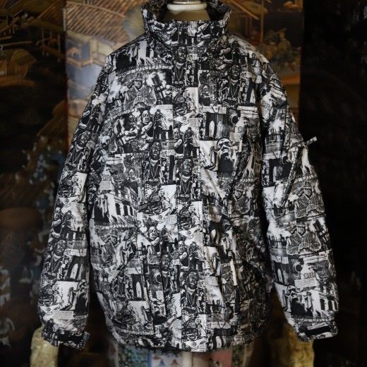 XL Notorious B.I.G. Brooklyn Mint All over Print Zip Up and Velcro Puffer Jacket