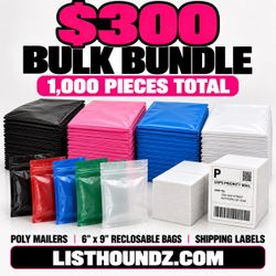 POLY MAILERS SHIPPING BAGS LABELS RECLOSABLE BAGS 1000PC BULK BUNDLE