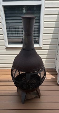 Large Outdoor Steel Chiminea Wood Burning Fire Pit