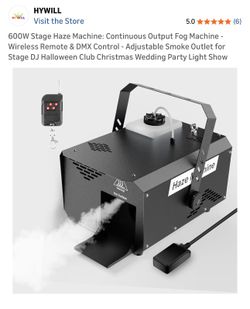 600W Stage Haze Machine: Continuous Output Fog Machine - Wireless Remote & DMX Control - Adjustable Smoke Outlet for Stage DJ Halloween Club Christmas