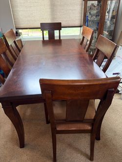 Large Costco Dining Table Set – 8 Chairs + Self-Storing Leaf