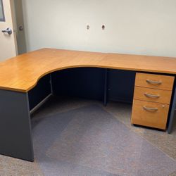 Office Desk With File Cabinet Business Work Space 