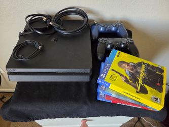 PlayStation 4 Slim 1TB Bundle | 2 OEM Controllers | 3 Games | Ready to Play