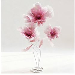 Decorative Pink Flower Sculpture on Stand