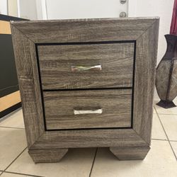 Grayish Wood Nightstand 