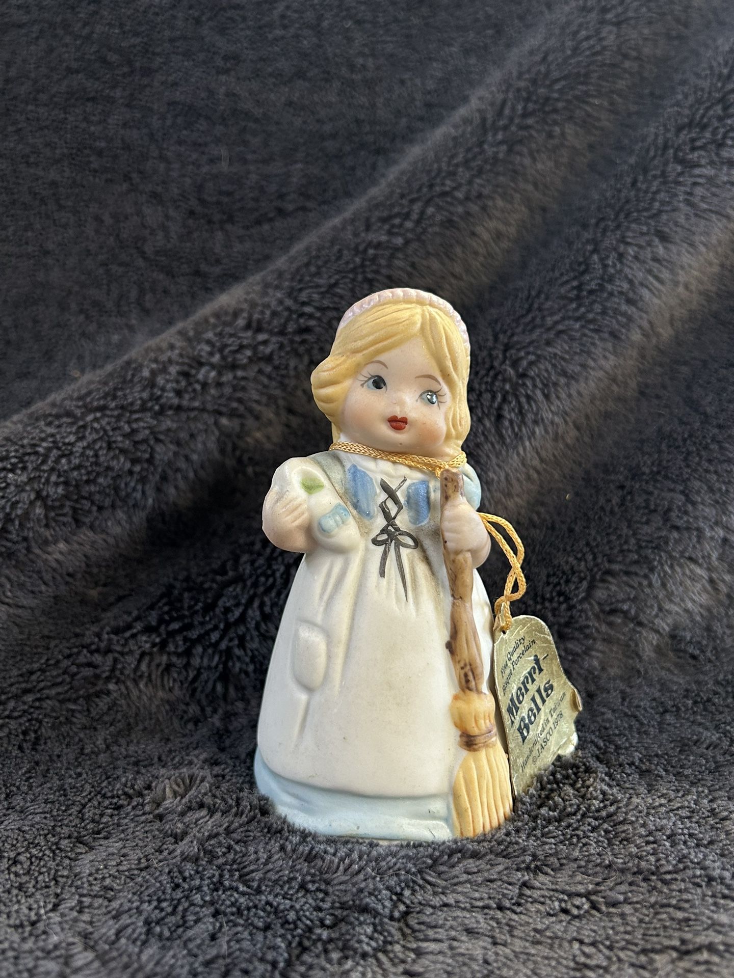 Vintage Merry Belle Bisque Figurine With Broom