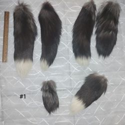6 Silver Fox Tails Various Sizes